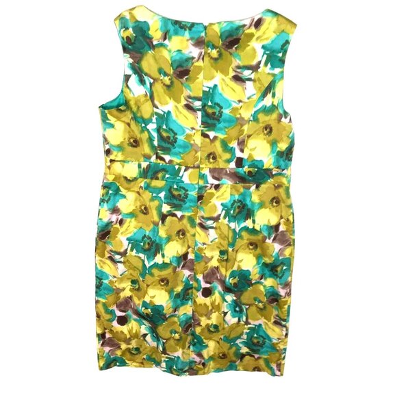 GREEN FLORAL PARTY DRESS SIZE 14 3D ROSE ACCENTS JESSICA HOWARD KNEE LENGTH - Picture 3 of 4